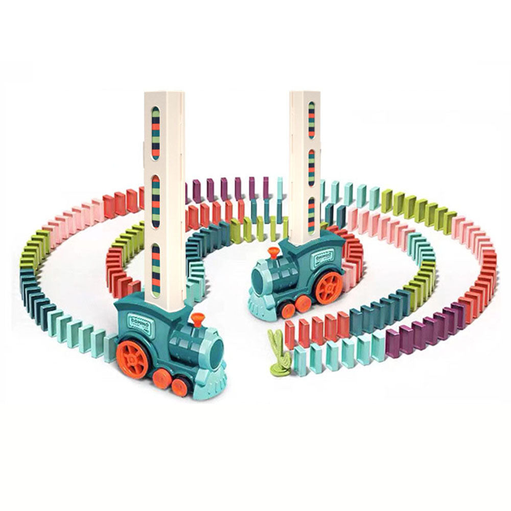 Automatic Laying Domino Blocks LED Light Sound Effects Electric Train Children Toy with 60 Dominoes Automatic Laying Domino Blocks LED Light Sound Effects Electric Train Children Toy with 60 Dominoes